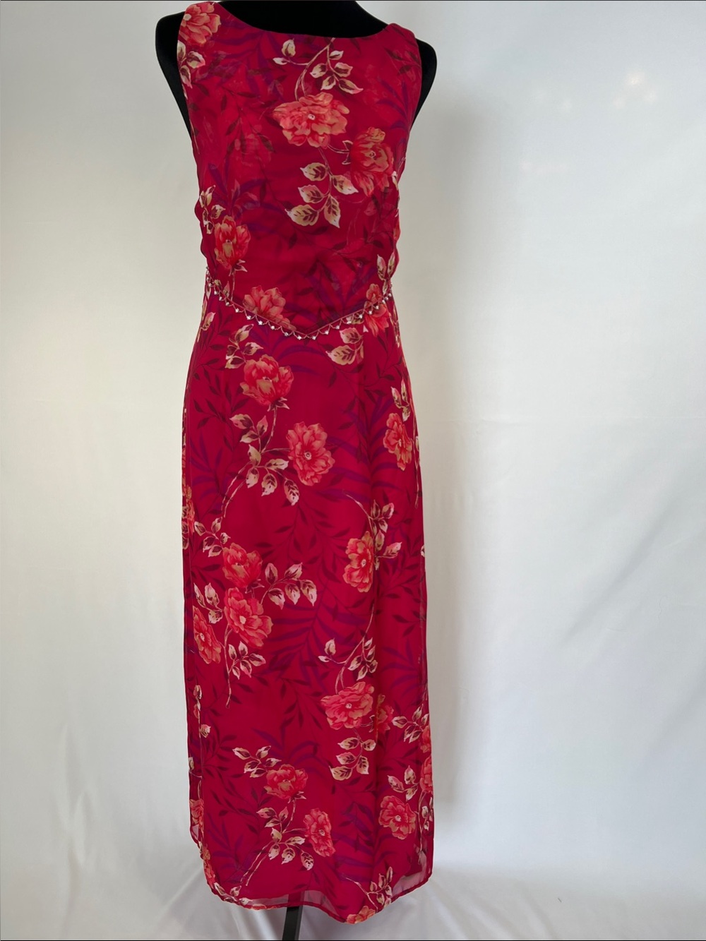 Vibrant tea length fuchsia dress Indian inspired